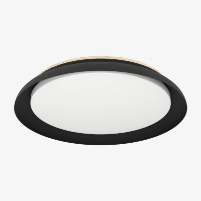 The Range EGLO Penjamo 1 LED White Flush Ceiling Light With Black Metal Shade - Black, Brown