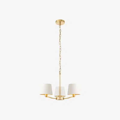 The Range Harvey 3 Light Ceiling Pendant Satin Brushed Gold, Vintage White Silk Effect - Satin Brushed Gold / 1.6kg