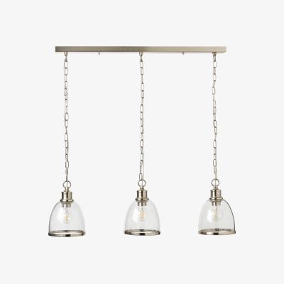 The Range Anwar 3 Light Diner Bar Pendant Ceiling Light - Satin Nickel