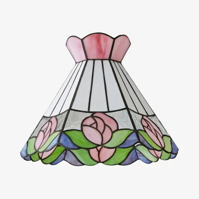 The Range Evelyn Tiffany Rose Glass Ceiling Pendant Light Shade - Multicolour / 21.5cm / 0.91kg