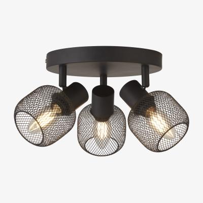 The Range Meshy 3 Light Cage Round Spotlight - Black