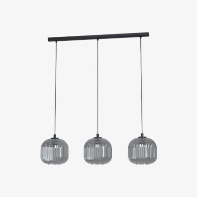 The Range Mantunalle 1 3-Light Smoked Black Glass Pendant - Grey