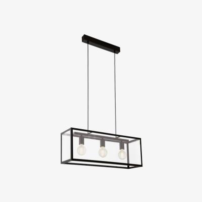 The Range Charterhouse Industrial Bar Pendant with 3 Lightbulbs - Black
