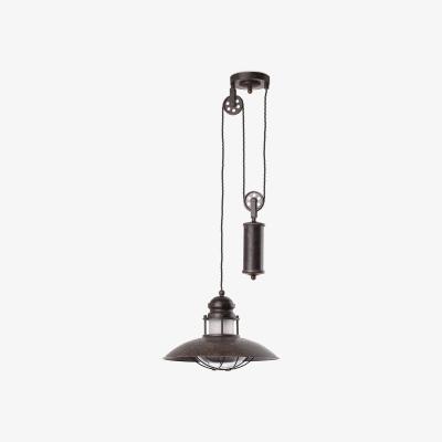 The Range Winch 1 Light Dome Ceiling Pendant - Brown / 145.0cm