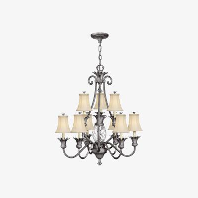 The Range Plantation 10 Light Multi Arm Chandelier Polished Antique Nickel Finish, E14 - Polished Antique Nickel
