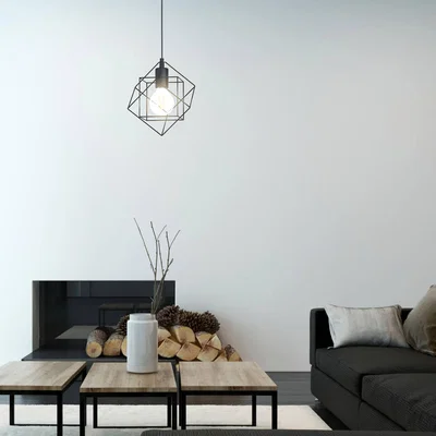 The Range EGLO Straiton Black Steel Modern Geometric Pendant Light - Black