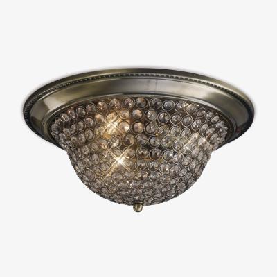 The Range Paloma Flush Bowl Ceiling Large 3 Light Antique Brass, Crystal - Antique Brass