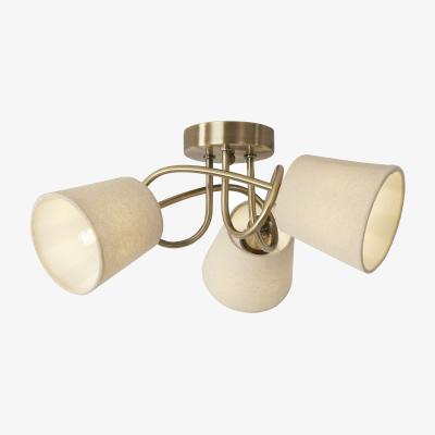 The Range Antique Brass and Linen Shades Ceiling Flush - Antique