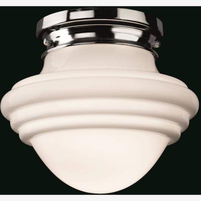The Range Art 1 Light Flush Light Chrome, Opal White Glass, E27 - Opal White Glass / 22.5cm