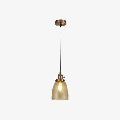 The Range 1 Light Pendant Antique Copper, Amber Glass, E27 - Antique Copper