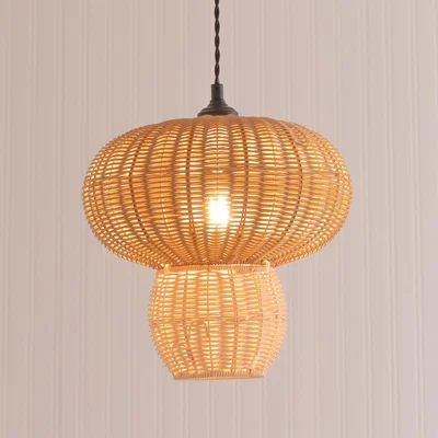 The Range Portobello Rattan Mushroom Wicker Easy Fit Ceiling Light Shade and LED Bulb - Neutral