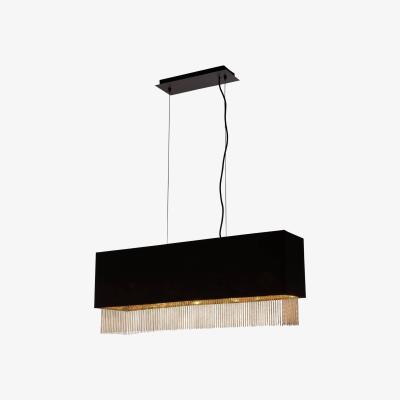 The Range Fringe 4 Light Bar Pendant Matt Black Shade, Gold, E27 - Matt Black