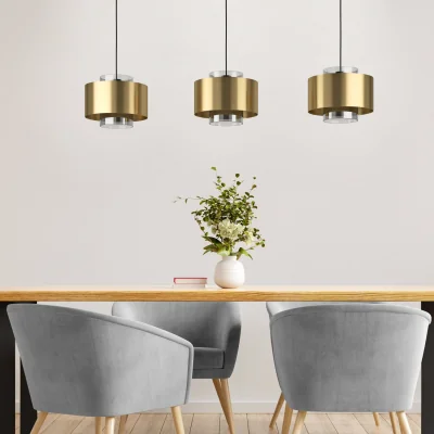 The Range Eglo Duglia Gold Steel  Black Vaporised Glass Modern Pendant - Black