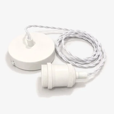 The Range CGC Lacey Matt White 1.5m Adjustable E27 Ceiling Pendant with Matching Rose. - Matt White