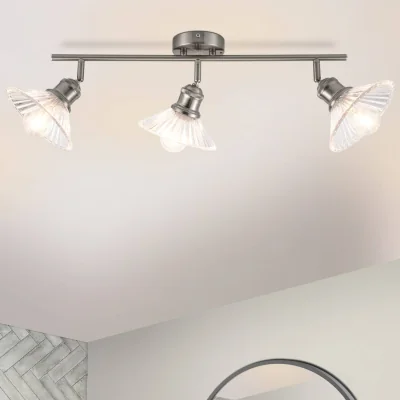 The Range COSYLYTE Milan Bathroom 3 Light Glass Bar Spotlight - Nickel