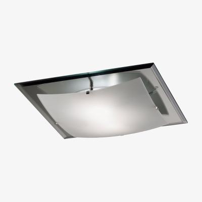 The Range Brooklyn Flush Ceiling, 420mm Square, 3 Light E27 Frosted, Smoked Mirror - Polished Chrome