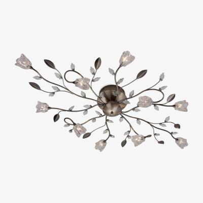 The Range Cindy 10 Light Flush Multi Arm Ceiling Light Antique Brass, Clear Glass, G4 Bulb - Antique Brass