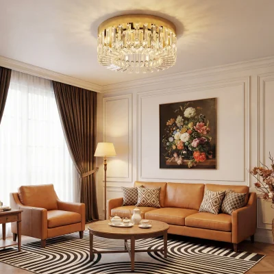 The Range HOMCOM Crystal Ceiling Light with 225 Crystal Pendants - Gold Tone
