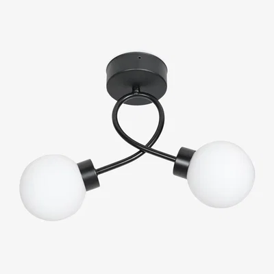 The Range Orbital 2 Way IP44 Ceiling Light Glass Globe Shades and Warm LED Bulbs - Black