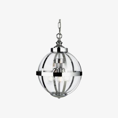 The Range Monroe 3 Light Cage Ceiling Pendant Chrome with Clear Glass, E14 - Chrome with Clear Glass