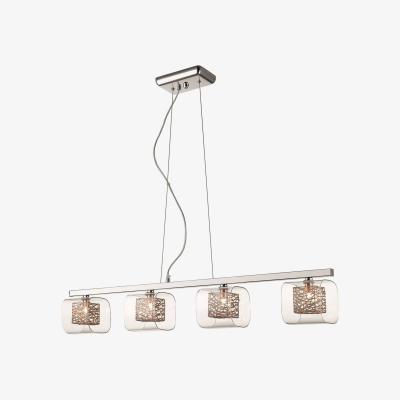 The Range Spring 4 Light Ceiling Pendant Bar Mesh Chrome, Copper, Glass Four, G9 - Chrome