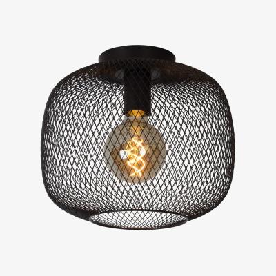 The Range Mesh Vintage Flush Ceiling Light Black - Black / 30cm