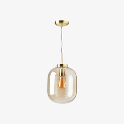 The Range Nala Pendant Ceiling Light with Champagne Shade - Satin Brass