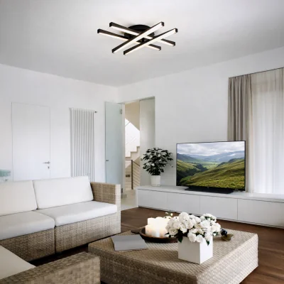 The Range Eglo Adeje Indoor LED Ceiling Light, Warm White 3000K, Black, Square Flush - Black