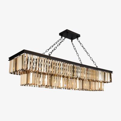 The Range Visconte Ingot 9 Light Rectangle Crystal Ceiling Pendant - Bronze