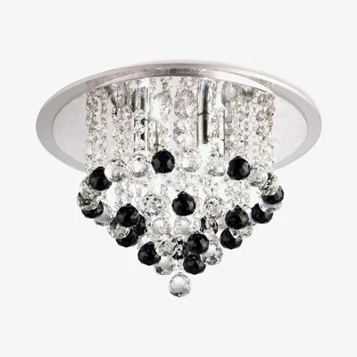 The Range Atla Flush Ceiling 6 Light Polished Chrome, Acrylic Trim, Crystal Supplied - Polished Chrome