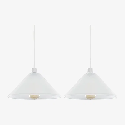 The Range Pair Of Modern White Frosted Glass Ceiling Light Shades - White