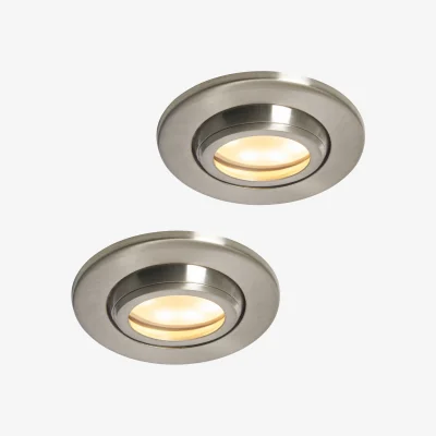 The Range 2 Pack of Marlowe Round IP65 Fire Rated Tiltable Downlights - Satin Nickel