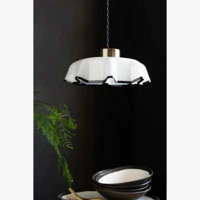 Rockett St George Monochrome Pleated Glass Easyfit Ceiling Light Shade