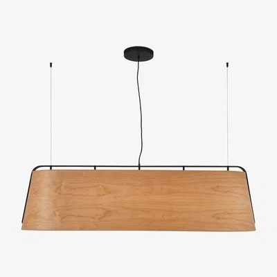 The Range Stood 5 Light Ceiling Pendant Bar Black And Cherry Wood, E27 - Wood