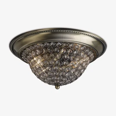 The Range Paloma Flush Bowl Ceiling Medium 2 Light Antique Brass, Crystal - Antique Brass