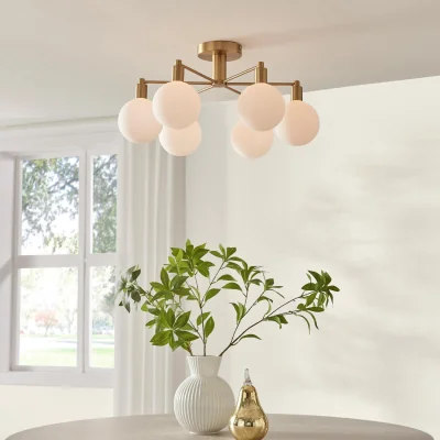 The Range Martha 6 Frosted Glass Globes Ceiling Light - Gold