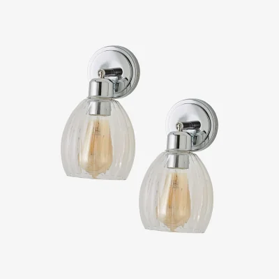 The Range Cheltenham Adjustable Wall Spotlight with Ribbed Shade - Brushed Chrome / 0.5kg / 0