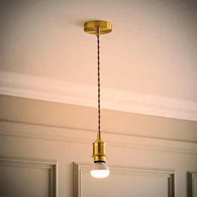 The Range Shaw Brushed Gold Rechargeable Ceiling Pendant Lampholder - Brushed Gold
