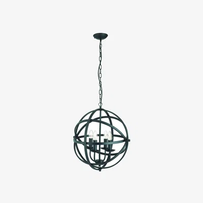 The Range Orbit 4 Light Spherical Cage Ceiling Pendant Matt Black, E14 - Black