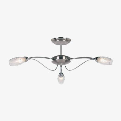 The Range Mercury 3 Light Semi Flush Ceiling Light Satin Chrome, Clear Glass Inner, G9 - Satin Chrome
