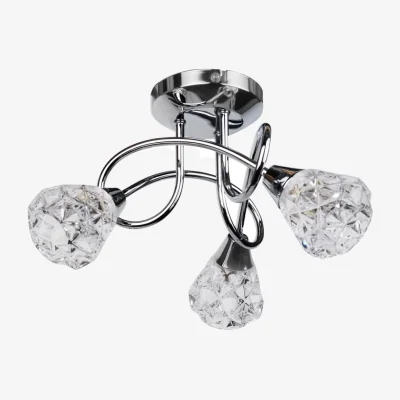 The Range Oto 3lt Flush Ceiling Light - Polished Chrome Plate And Clear Glass