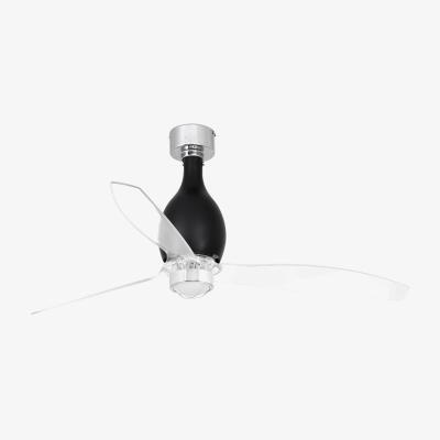 The Range Mini-Eterfan LED Shiny Black, Transparent Ceiling Fan with DC Motor, 3000K - Black