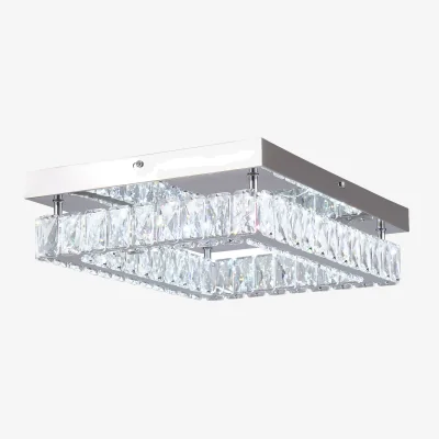 The Range Sleek Rectangular Stainless Steel Crystal Ceiling Light - Chrome and Silver