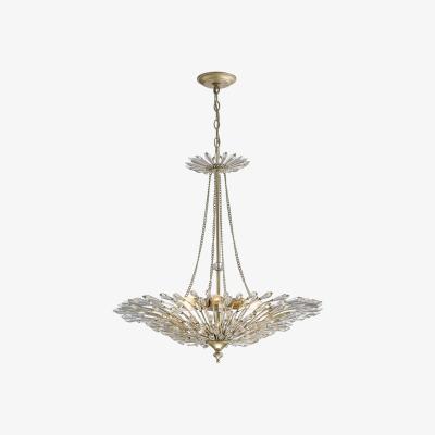 The Range Fay Ceiling Pendant 6 Light E14 Aged Gold, Silver, Crystal - Aged Silver