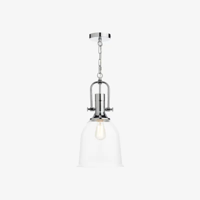 The Range Nolan 1 Light Pendant Polished Chrome Clear Glass