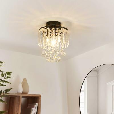 The Range Modern Crystal Mount Ceiling Light with Black Base - Black