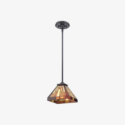 The Range Stephen 1 Light Tiffany Ceiling Mini Pendant Vintage Bronze, E27 - Vintage Bronze