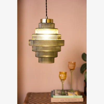 Rockett St George Tiered Green Glass Easyfit Ceiling Light Shade