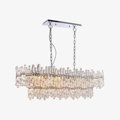 The Range Maya Pendant Chrome Effect Plate  Clear Glass 12 Light Dimmable IP20 - E14 - Chrome effect plate & clear glass