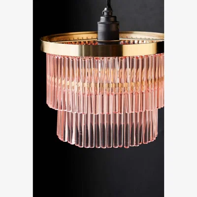 Rockett St George Pink Tiered Glass Easyfit Ceiling Light Shade